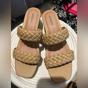 White Mountain braided nude wedge women’s 10